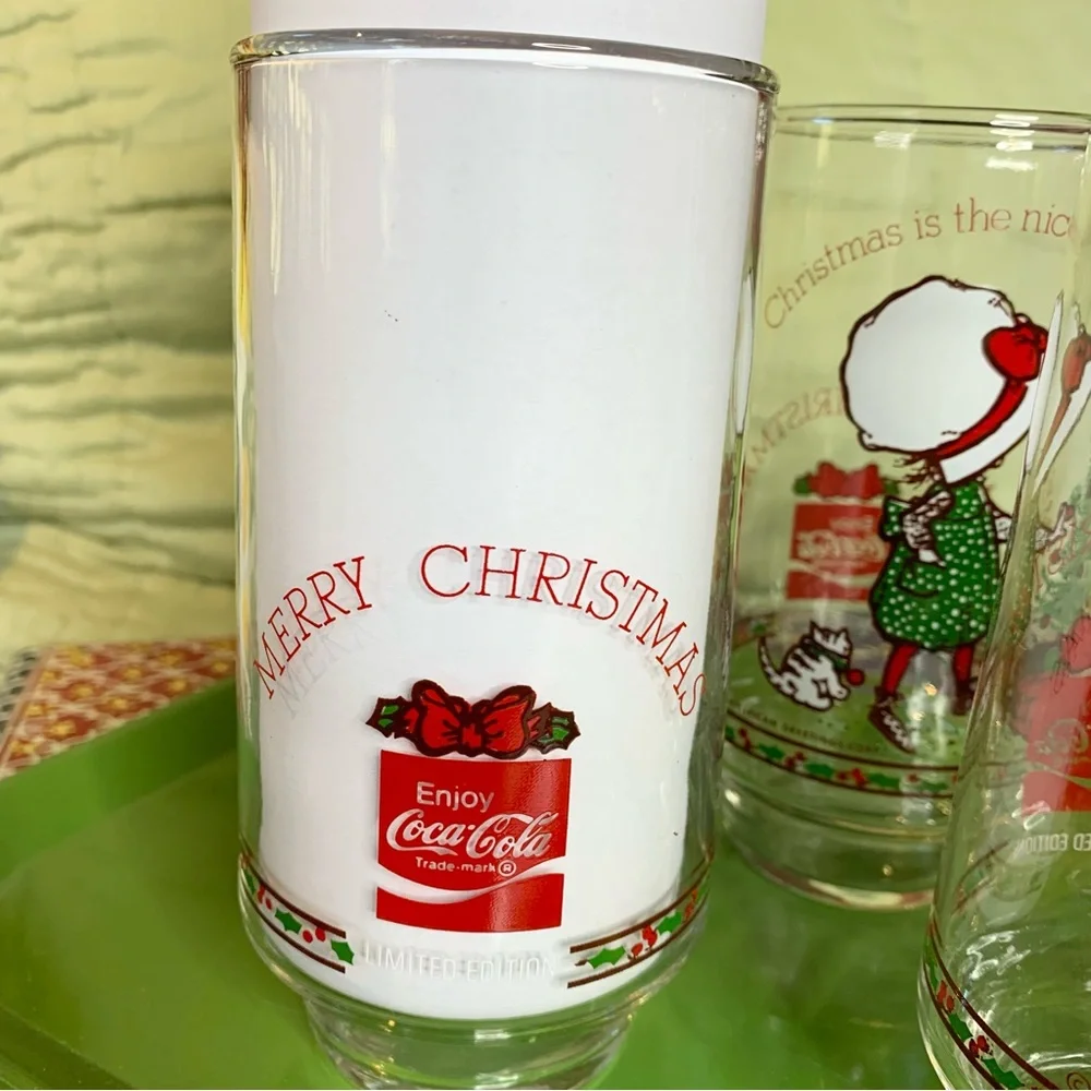 70s Holly Hobbie Christmas Glasses set of 4